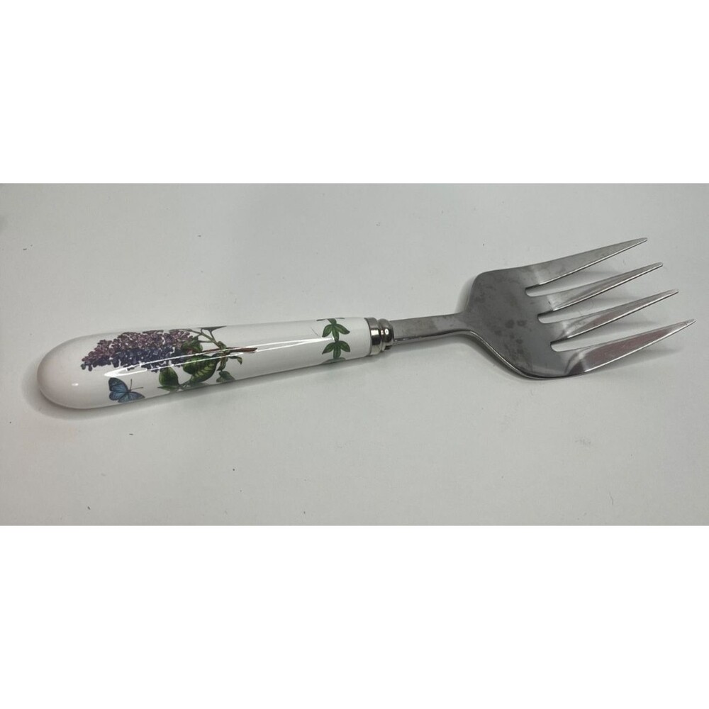 Portmeirion Botanic Garden Stainless Steel Serving Fork, Porcelain Handle, 9"